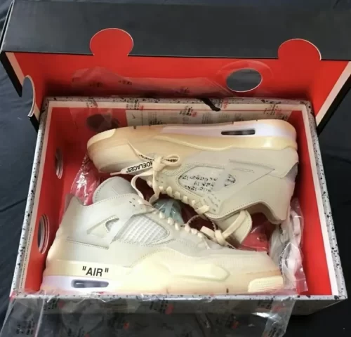 Off-White x Wmns Air Jordan 4 SP 'Sail' photo review