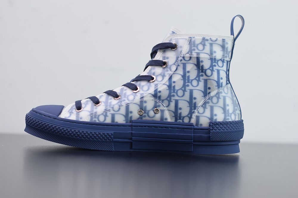 DIOR B23 OBLIQUE HIGH TOP SNEAKERS BLUE