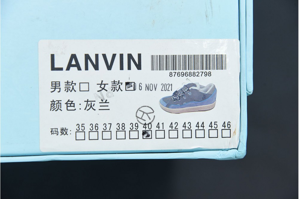 Lanvin Leather Curb Blue Grey