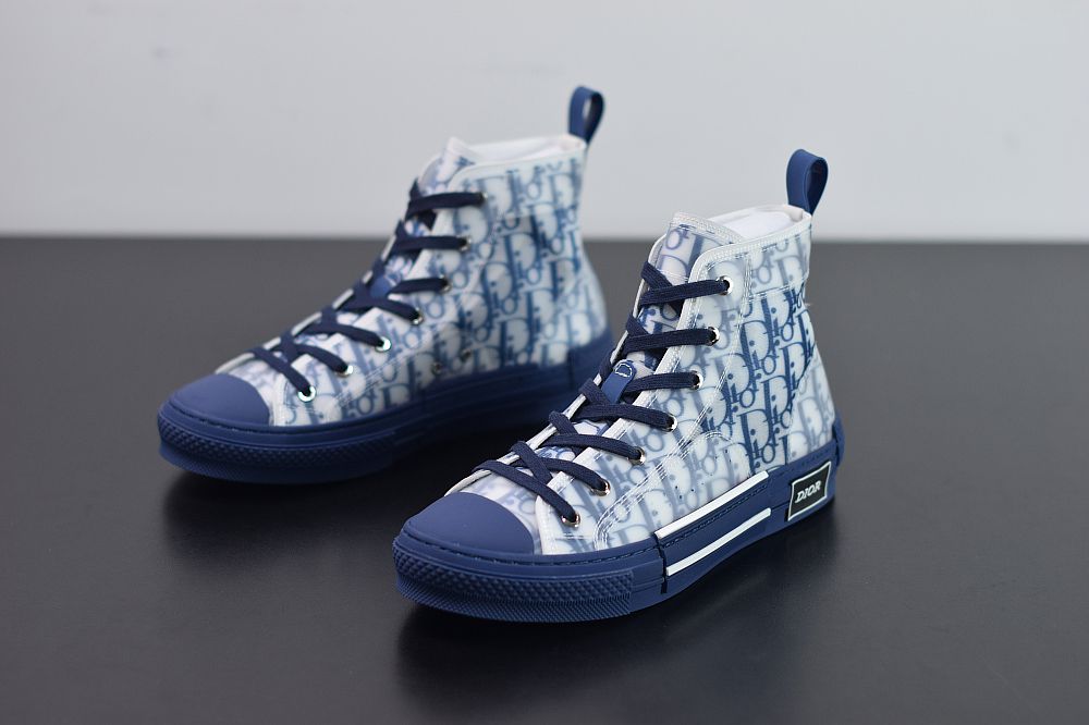 DIOR B23 OBLIQUE HIGH TOP SNEAKERS BLUE