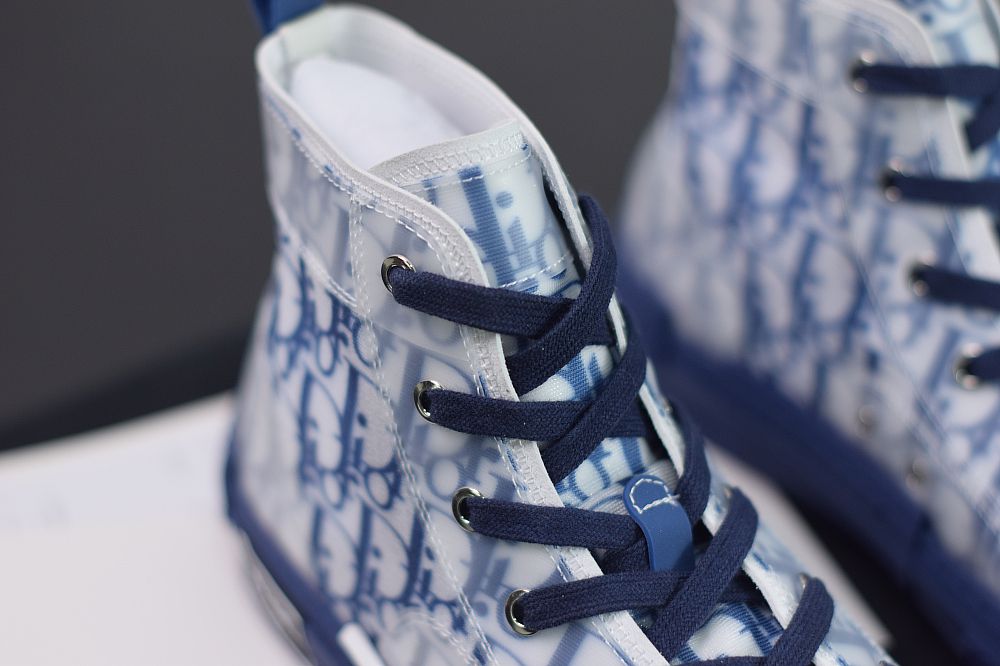 DIOR B23 OBLIQUE HIGH TOP SNEAKERS BLUE