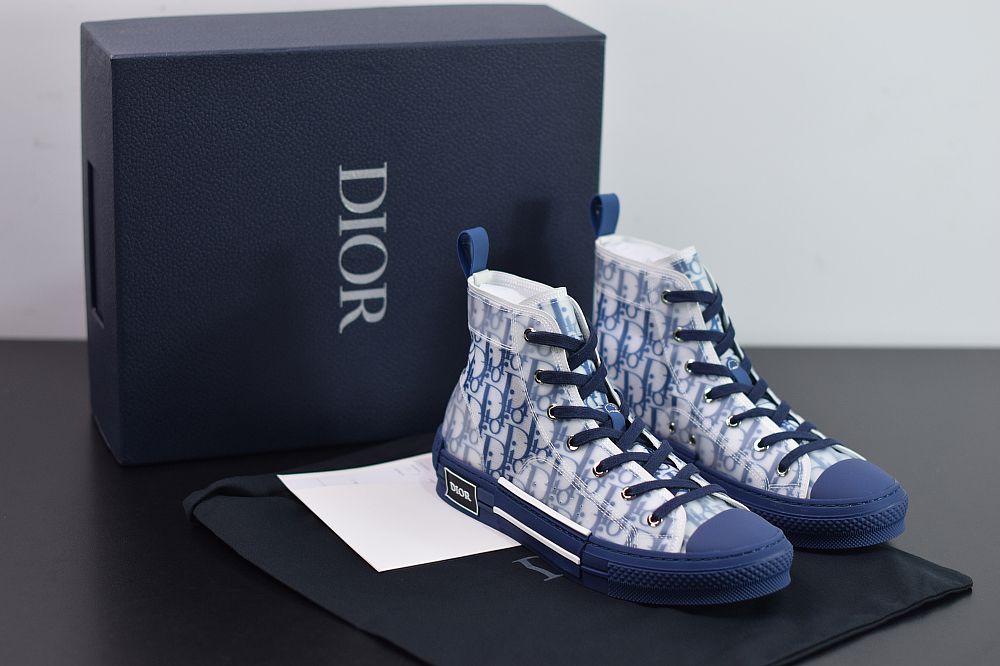 DIOR B23 OBLIQUE HIGH TOP SNEAKERS BLUE