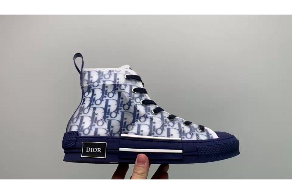 DIOR B23 OBLIQUE HIGH TOP SNEAKERS BLUE