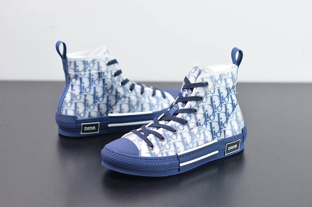 DIOR B23 OBLIQUE HIGH TOP SNEAKERS BLUE